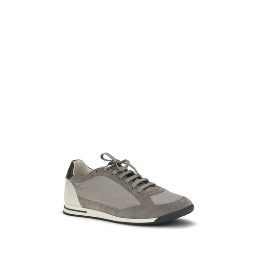 Brunello Cucinelli Gray Calf Leather Bos Taurus Sneakers