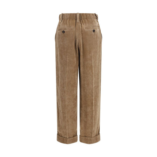 Brunello Cucinelli Brown Viscose Casual Pants