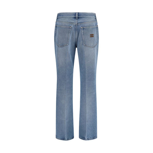 Miu Miu Blue Polyester Relaxed Fit Jeans