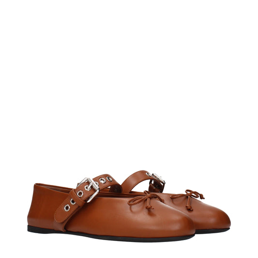 Miu Miu Brown Leather Ballet Flats