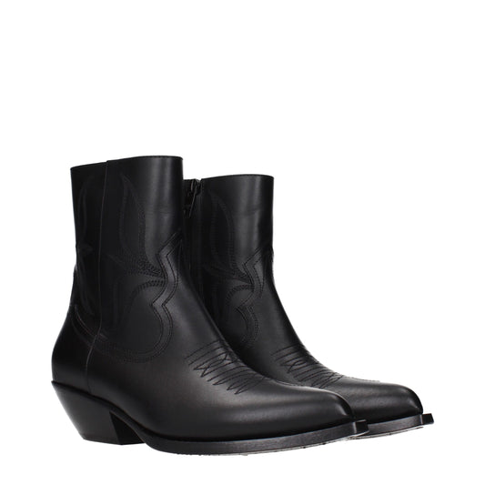 Celine Black Leather Ankle Boots