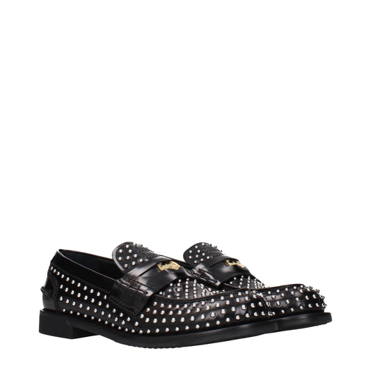 Miu Miu Black Leather Slip-On Loafers
