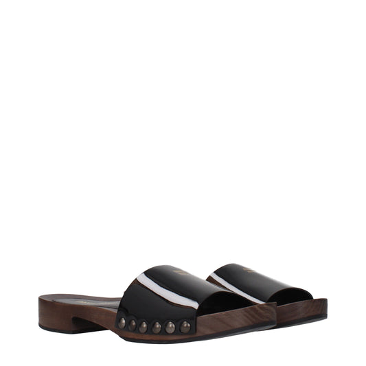 Miu Miu Black Leather Slippers