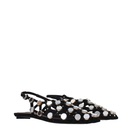 The Attico Black Leather Ballet Flats