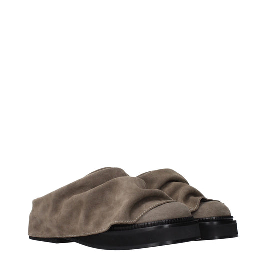 The Attico Gray Leather Slippers