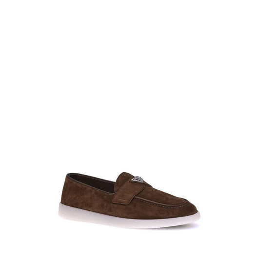 Prada Brown Calf Leather Bos Taurus Slip-On Loafers