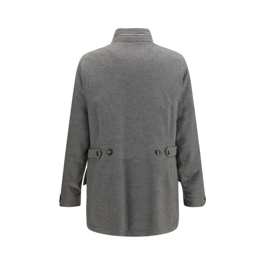 Brunello Cucinelli Gray Cashmere Full-Length Jacket