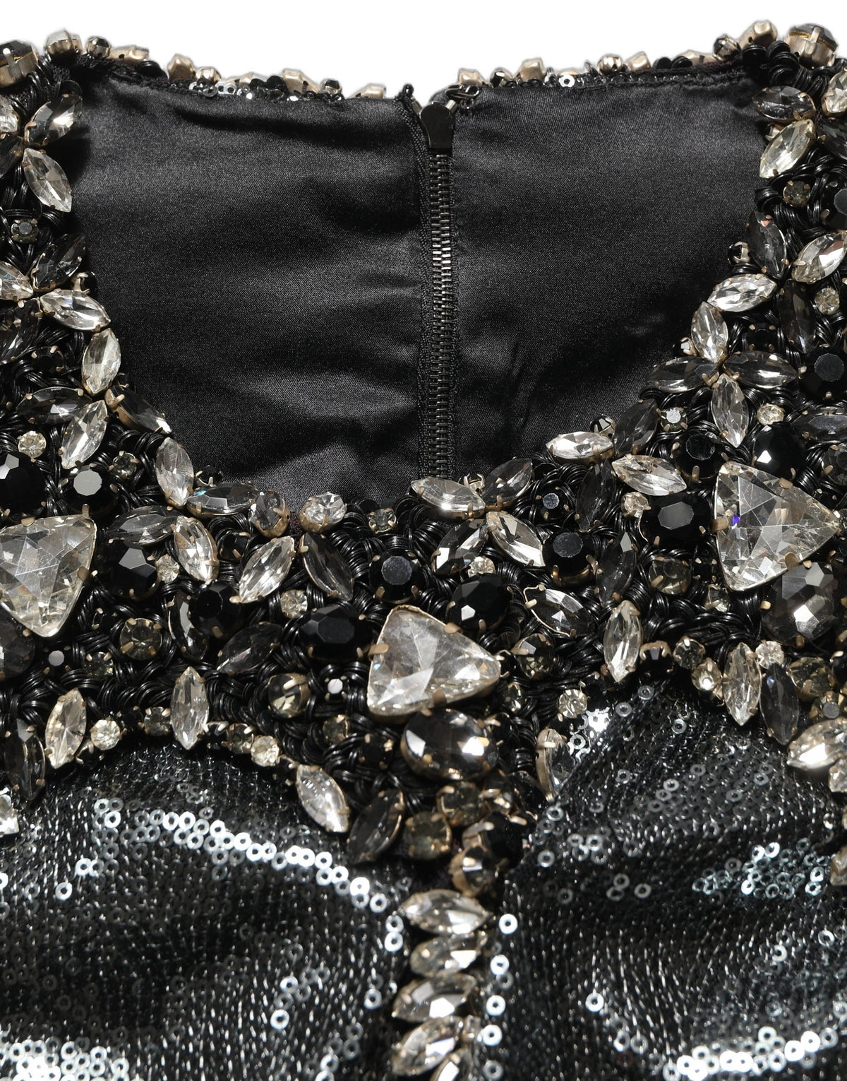 Dolce & Gabbana Metallicgraues Paillettenverziertes Blusentop