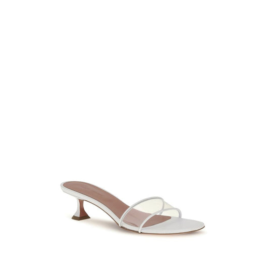 Amina Muaddi White Pvc Sandals