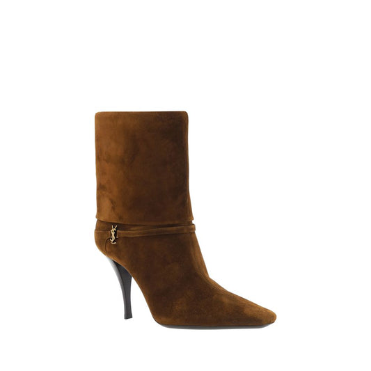 Saint Laurent Brown Calf Leather Bos Taurus High Heel Boots