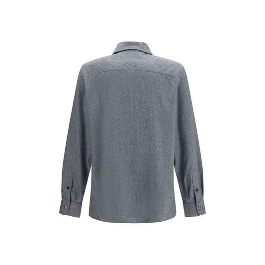 Brunello Cucinelli Gray Wool Oves Aries Dress Shirt