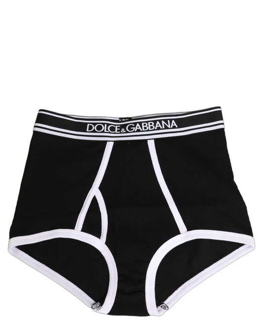 Dolce & Gabbana Black White Logo Waistband Coulotte Panty Underwear