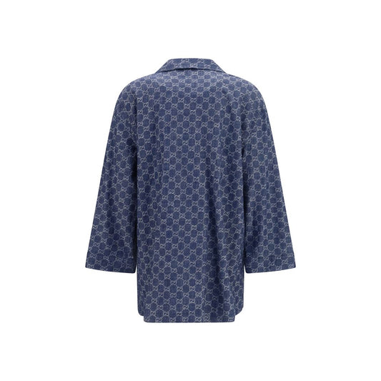 Gucci Blue Cotton Full-Length Jacket