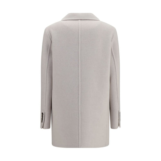 Brunello Cucinelli White Wool Oves Aries Full-Length Jacket