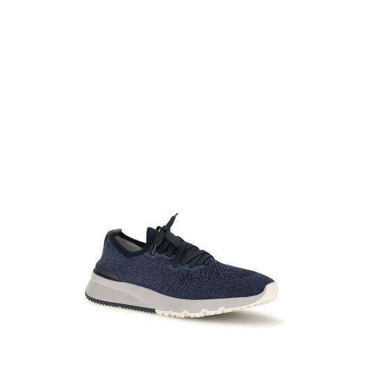Brunello Cucinelli Blue Cotton Athletic Sneakers