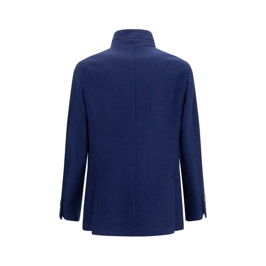 Brunello Cucinelli Blue Cashmere Full-Length Jacket