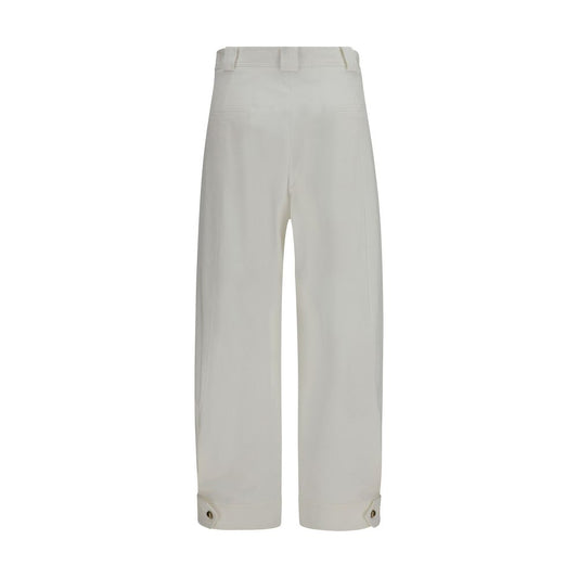 Max Mara White Cotton Cropped Pants