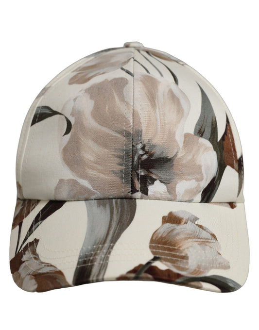 Dolce & Gabbana Men Beige Floral Cotton Baseball Capello Hat