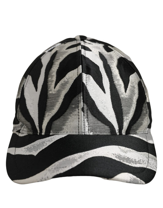 Dolce & Gabbana Men Black Silver Zebra Pattern Baseball Cap Hat