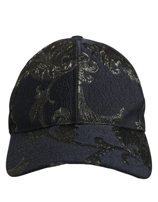Dolce & Gabbana Men Black Floral Barocco Cotton Baseball Cap Hat