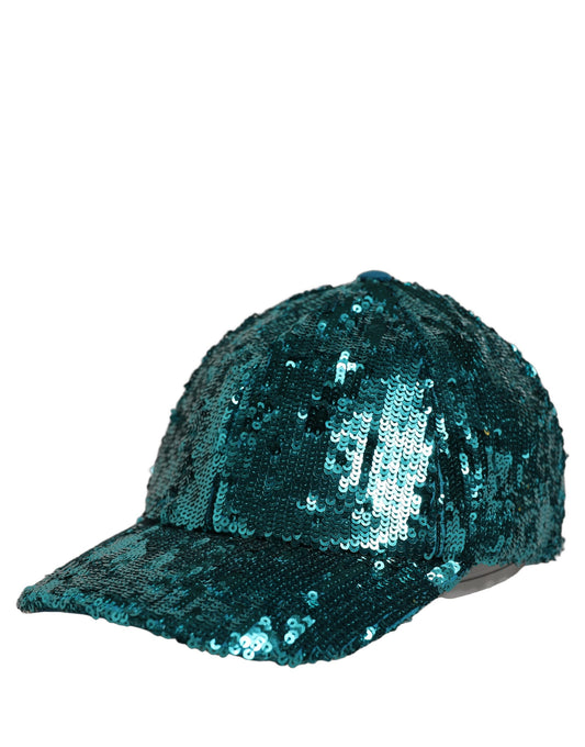 Dolce & Gabbana Men Green Cotton Sequin Baseball Cap 6 Panels Hat