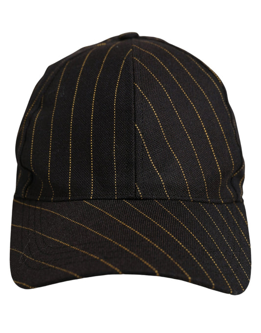 Dolce & Gabbana Black Gold Pinstriped Cotton Baseball Cap Hat