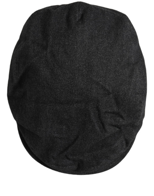 Dolce & Gabbana Men Black Cotton Flat Cloth Newsboy Cap Hat