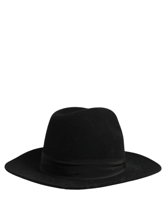 Dolce & Gabbana Men Black Classic Wide Brim Fedora Capello Hat