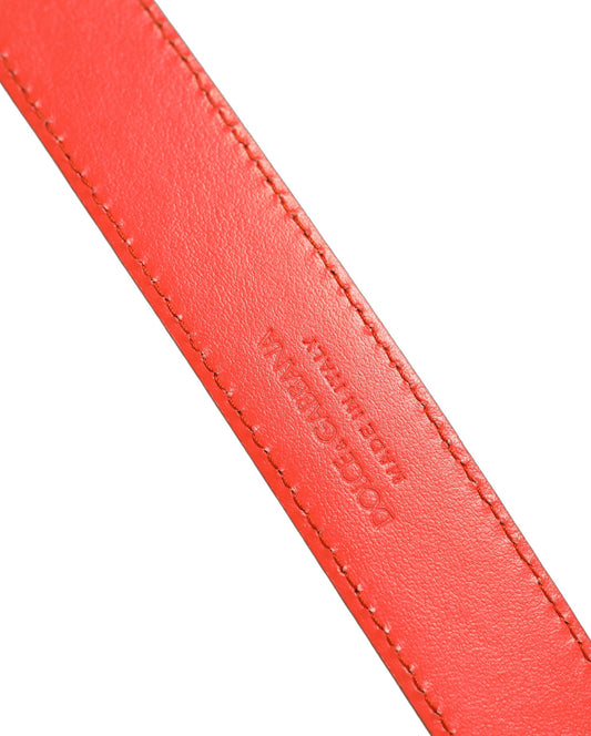 Dolce & Gabbana Red Leather Silver Metal Buckle Cintura Belt