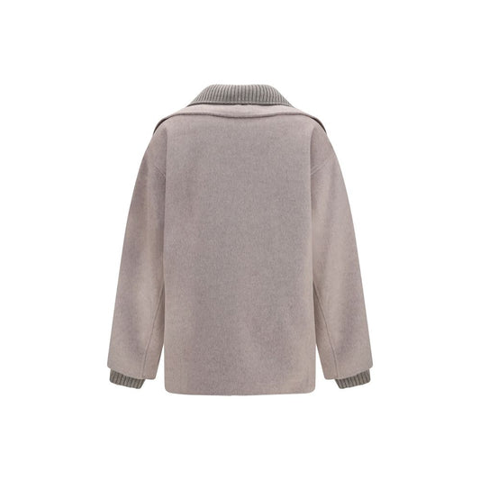P.A.R.O.S.H. Beige Wool Oves Aries Full-Length Jacket