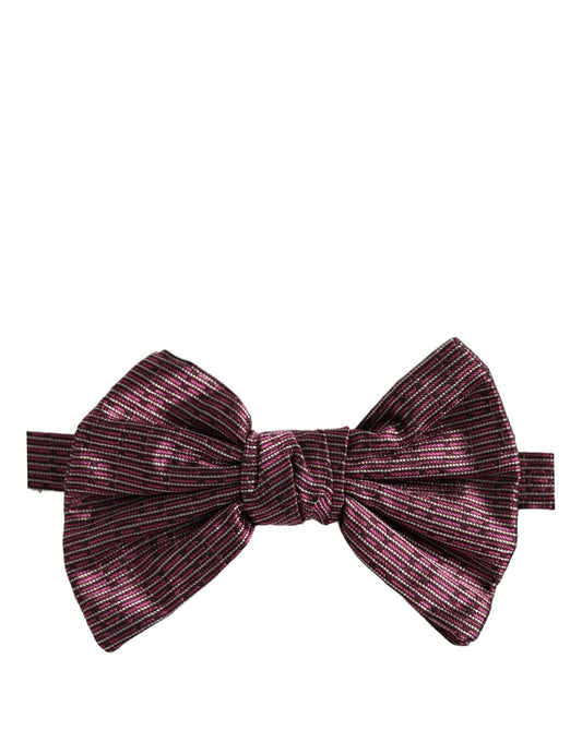 Dolce & Gabbana Men Maroon 100% Silk Adjustable Neck Papillon Bow Tie