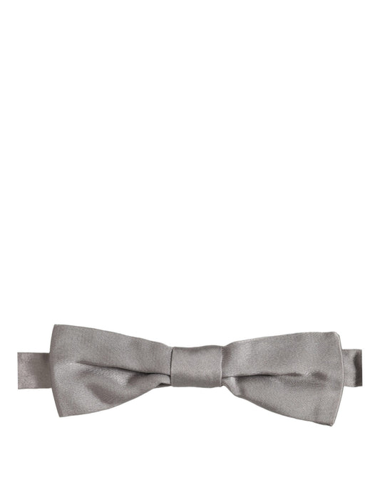Dolce & Gabbana Men Gray 100% Silk Adjustable Neck Papillon Bow Tie
