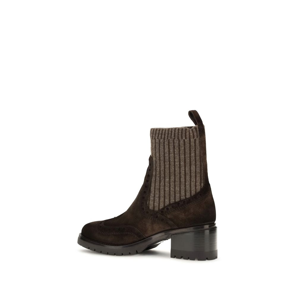 Santoni Stiefeletten aus braunem Kalbsleder Bos Taurus