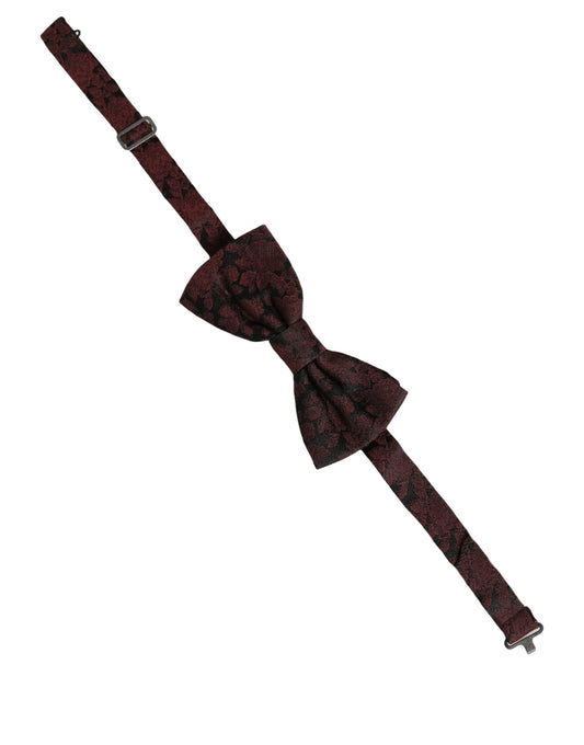 Dolce & Gabbana Men Maroon Floral Silk Adjustable Neck Bow Tie