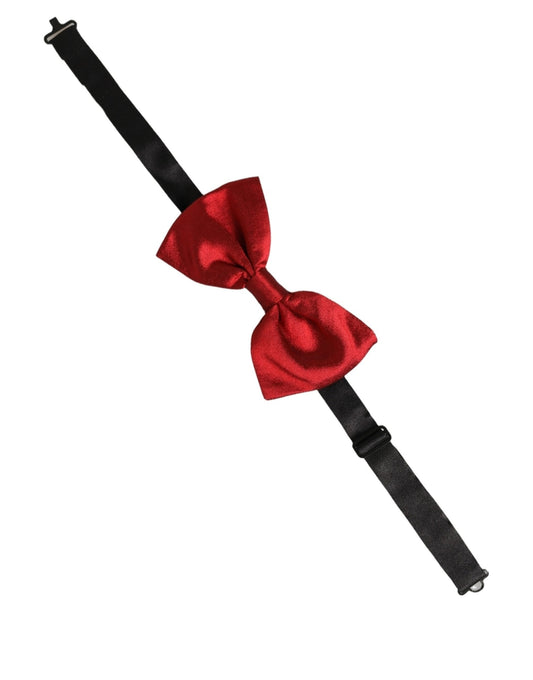 Dolce & Gabbana Men Black Red Silk Adjustable Neck Papillon Bow Tie