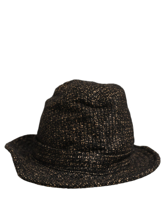 Dolce & Gabbana Gray Melange Blended Textured Tweed Capello Hat