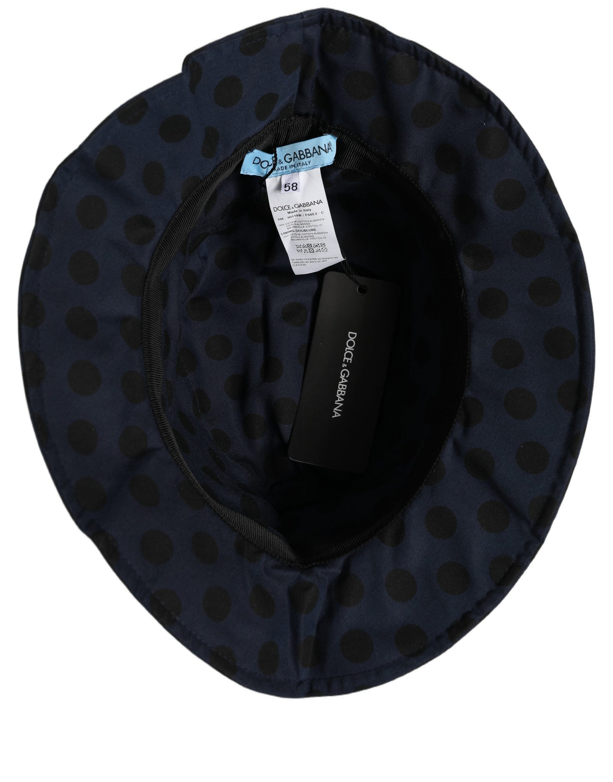Dolce & Gabbana Blau Schwarz Getupfte Baumwoll Bucket Capello Hut