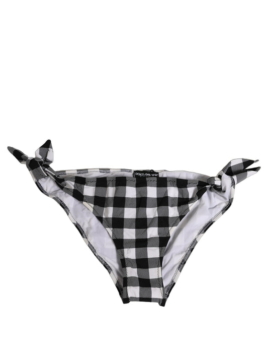 Dolce & Gabbana Black White Checkered Beachwear Bikini Bottom