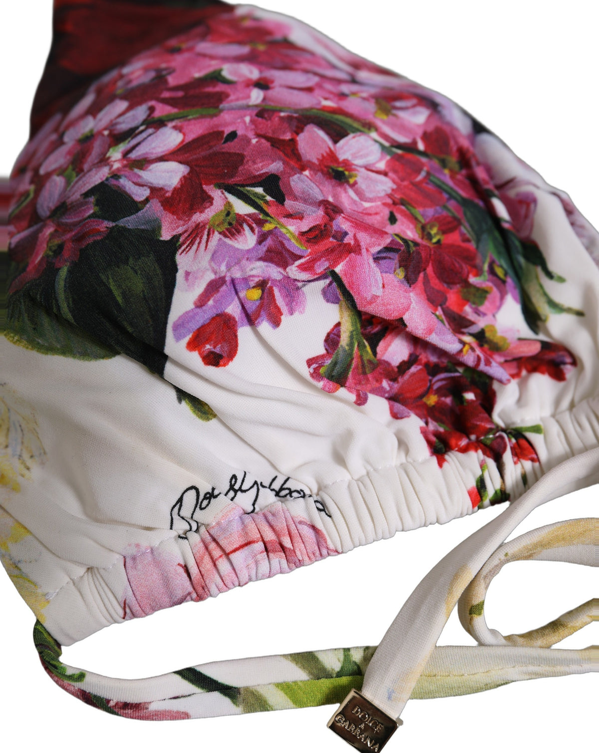 Dolce & Gabbana weißer, geblümter Triangel-Bikini-Oberteil