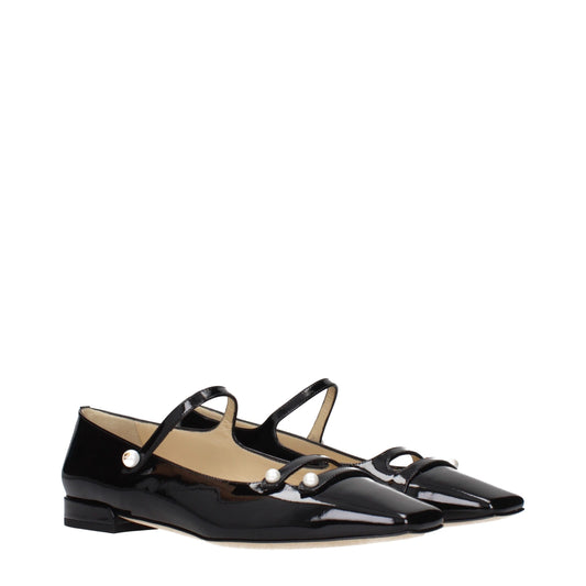 Jimmy Choo Black Leather Ballet Flats