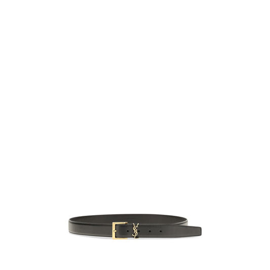 Saint Laurent Black Calf Leather Bos Taurus Regular Belt