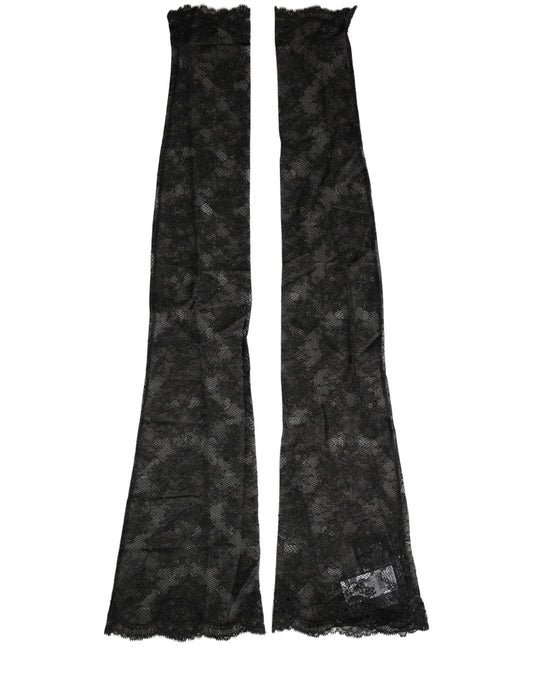 Dolce & Gabbana Black Floral Lace Nylon Stretch Knee High Socks
