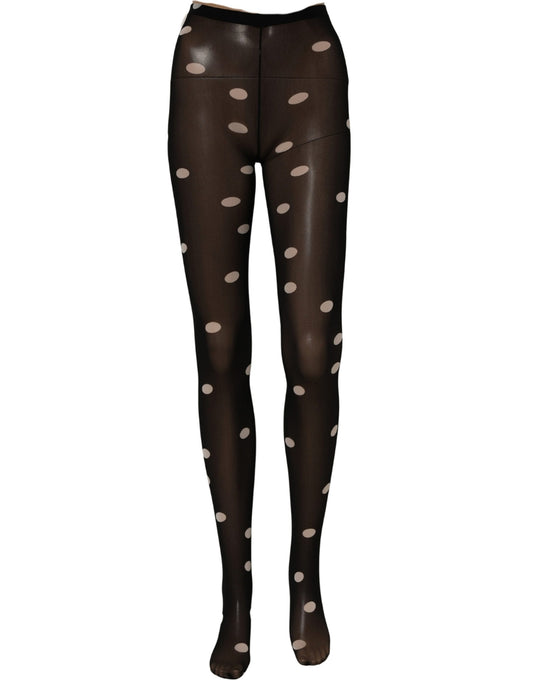 Dolce & Gabbana Black Polka Dot Tights Stockings Pantyhose Socks