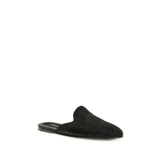 Dolce & Gabbana Black Calf Leather Bos Taurus Mules
