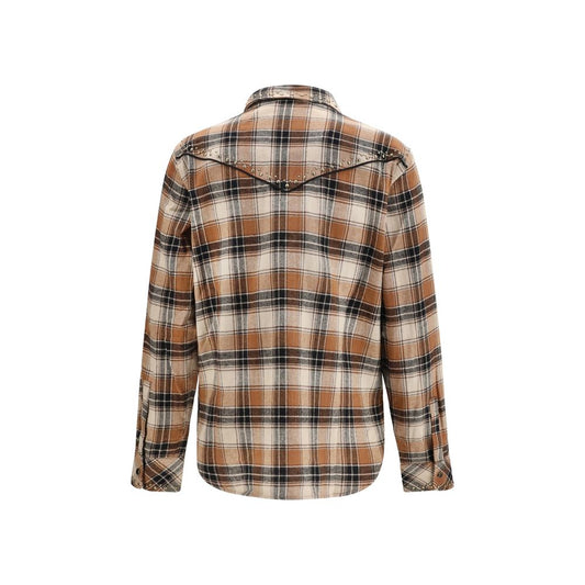 P.A.R.O.S.H. Brown Cotton Pattern Shirt