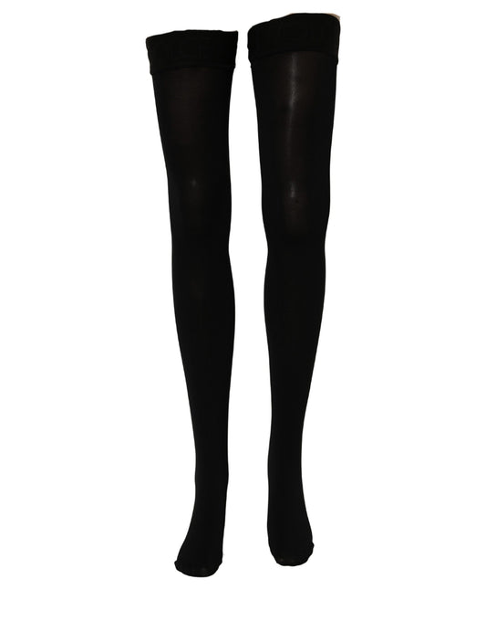Dolce & Gabbana Black 100% Nylon Thigh High Stockings Socks