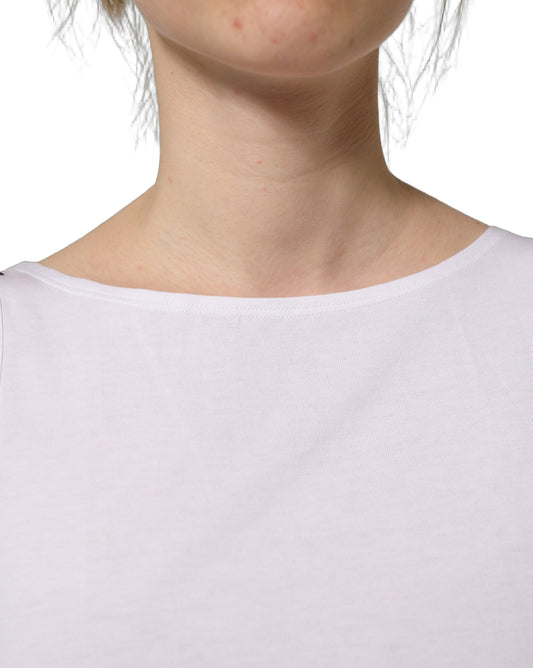 Dolce & Gabbana White Cotton Sleeveless Cropped Tank Top