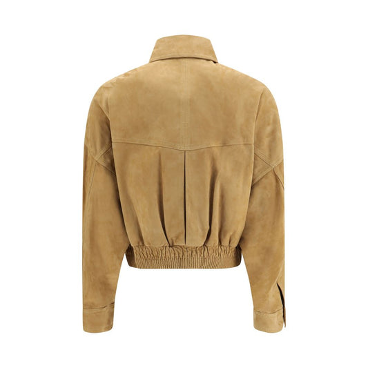 Versace Beige Lamb Leather Bomber