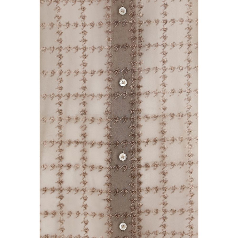 Brunello Cucinelli Seidenhemd in Beige