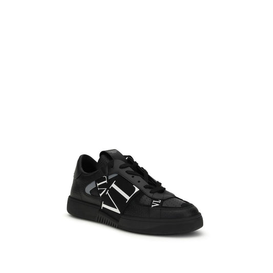 Valentino Garavani Black Calf Leather Bos Taurus Athletic Sneakers